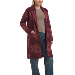 COCOGIO Made In Italy Open Jacquard Cardigan With Pockets Sz M